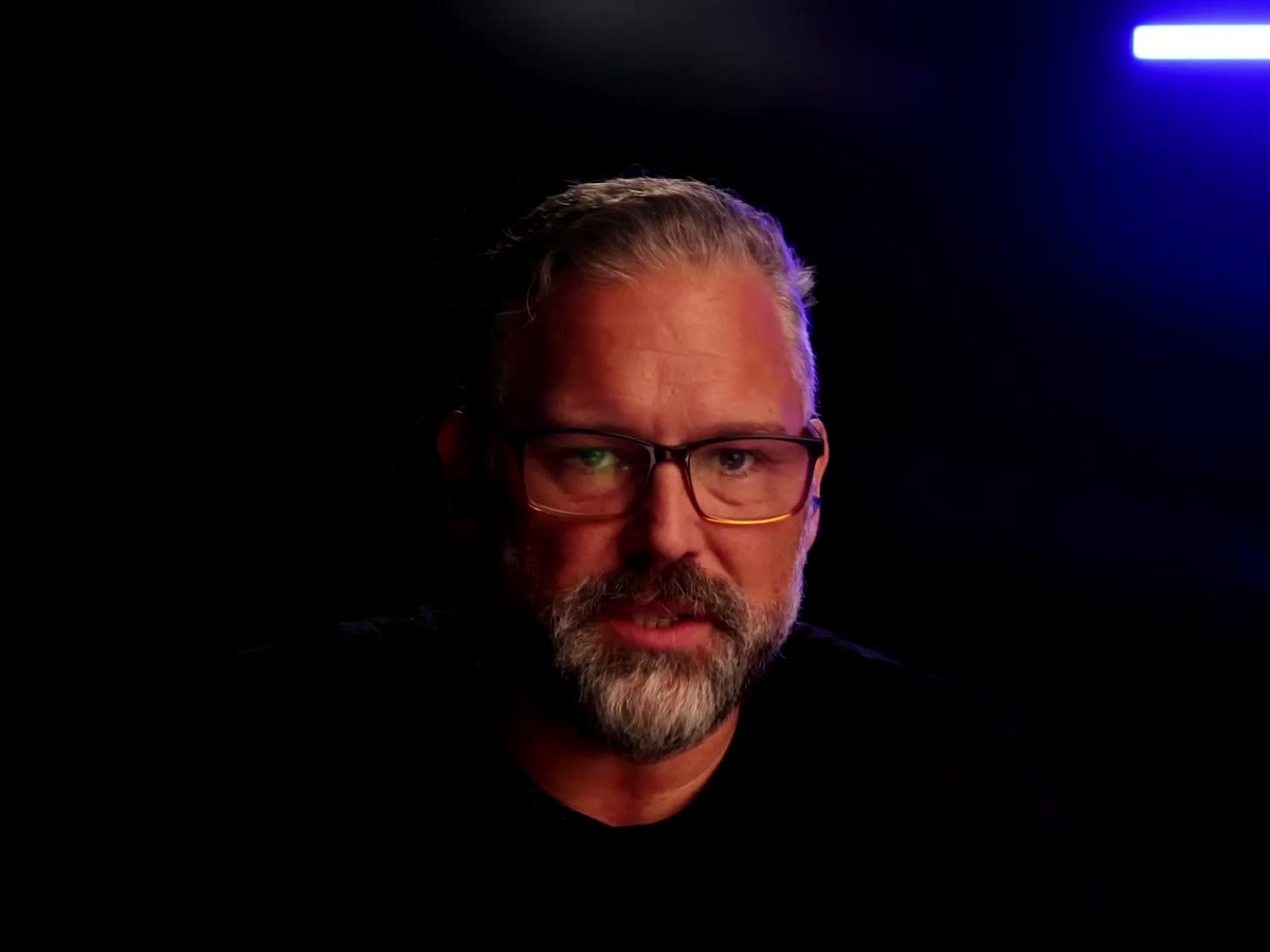Adrian Lefler on camera in his finished studio